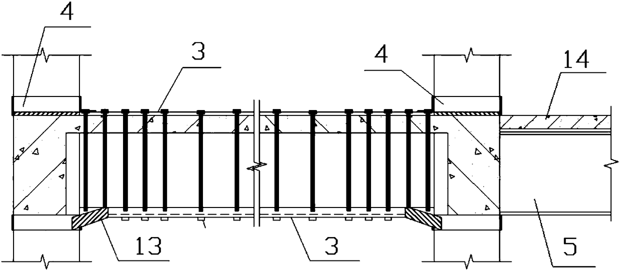 Newly added cantilever frame clad steel anchor pull structure