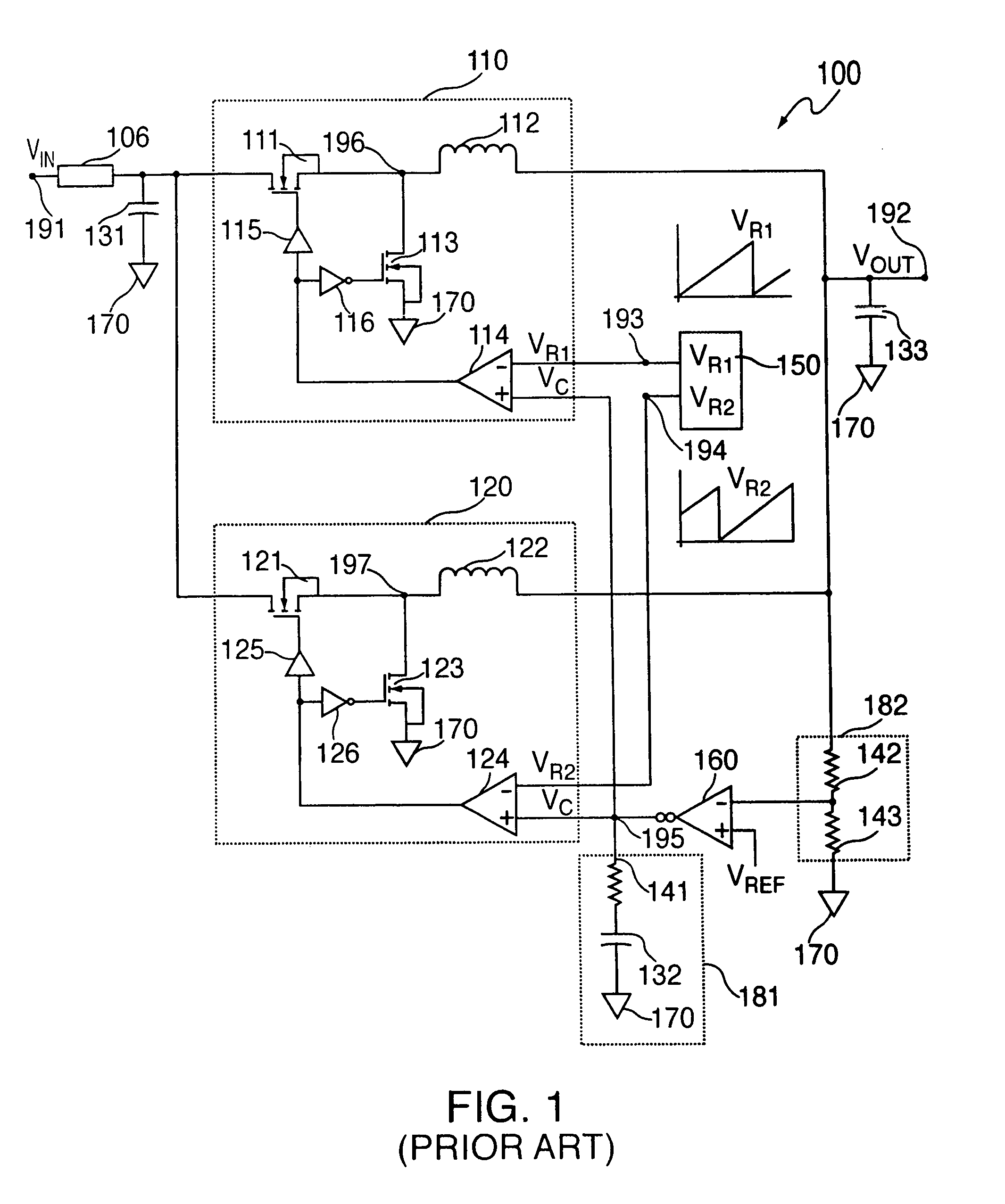 Circuits and methods for providing multiple phase switching regulators which employ the input capacitor voltage signal for current sensing