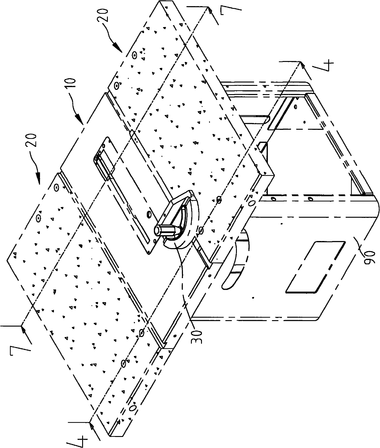 Worktable for circular sawing machine