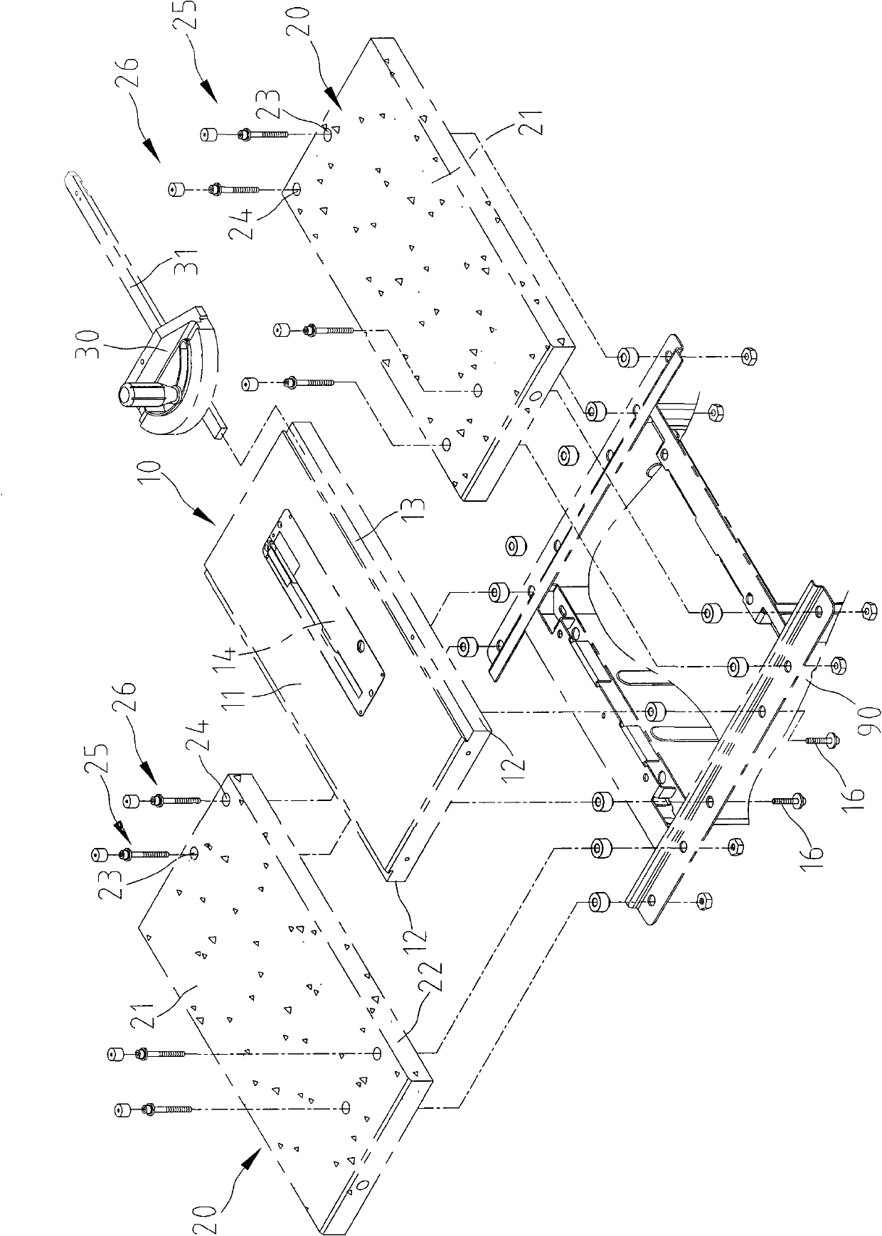 Worktable for circular sawing machine