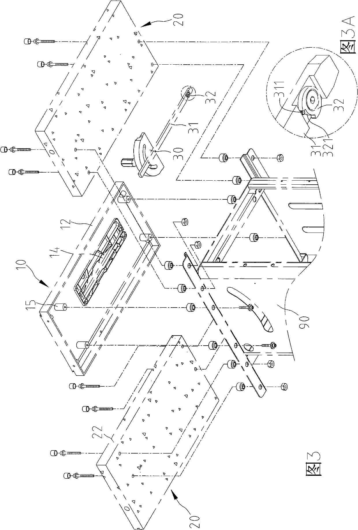 Worktable for circular sawing machine