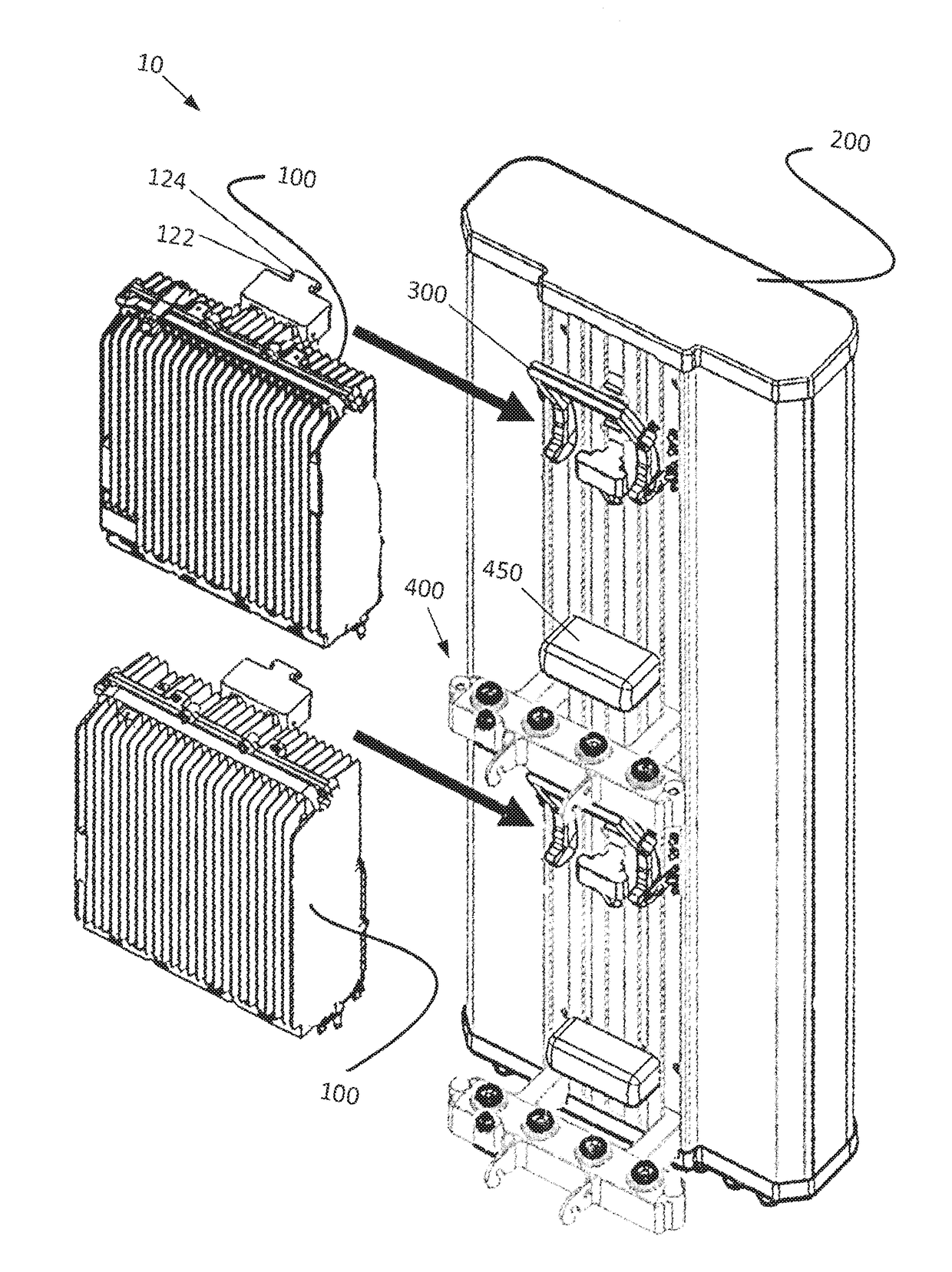 Integrated antenna unit hook, hang eject-inject installation system