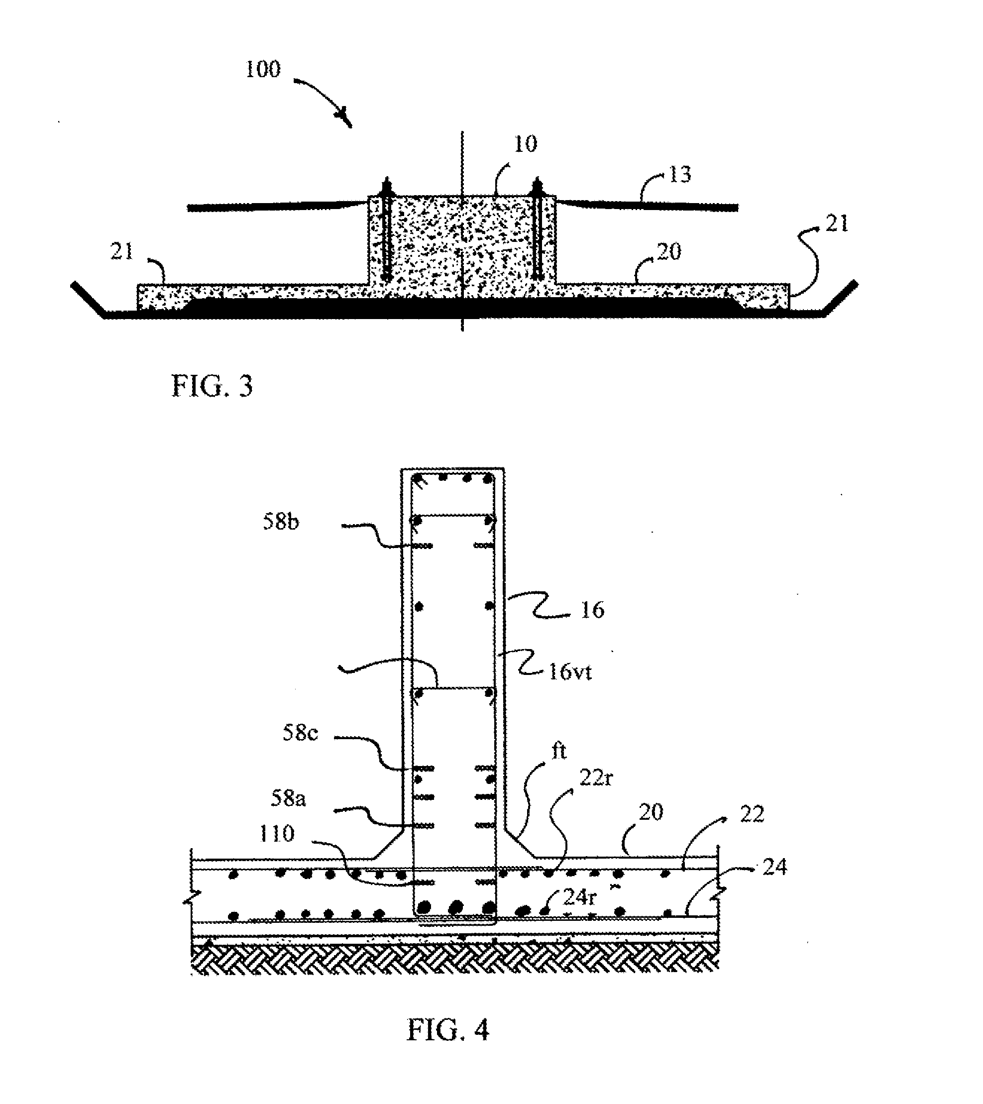 Foundation with slab, pedestal and ribs for columns and towers