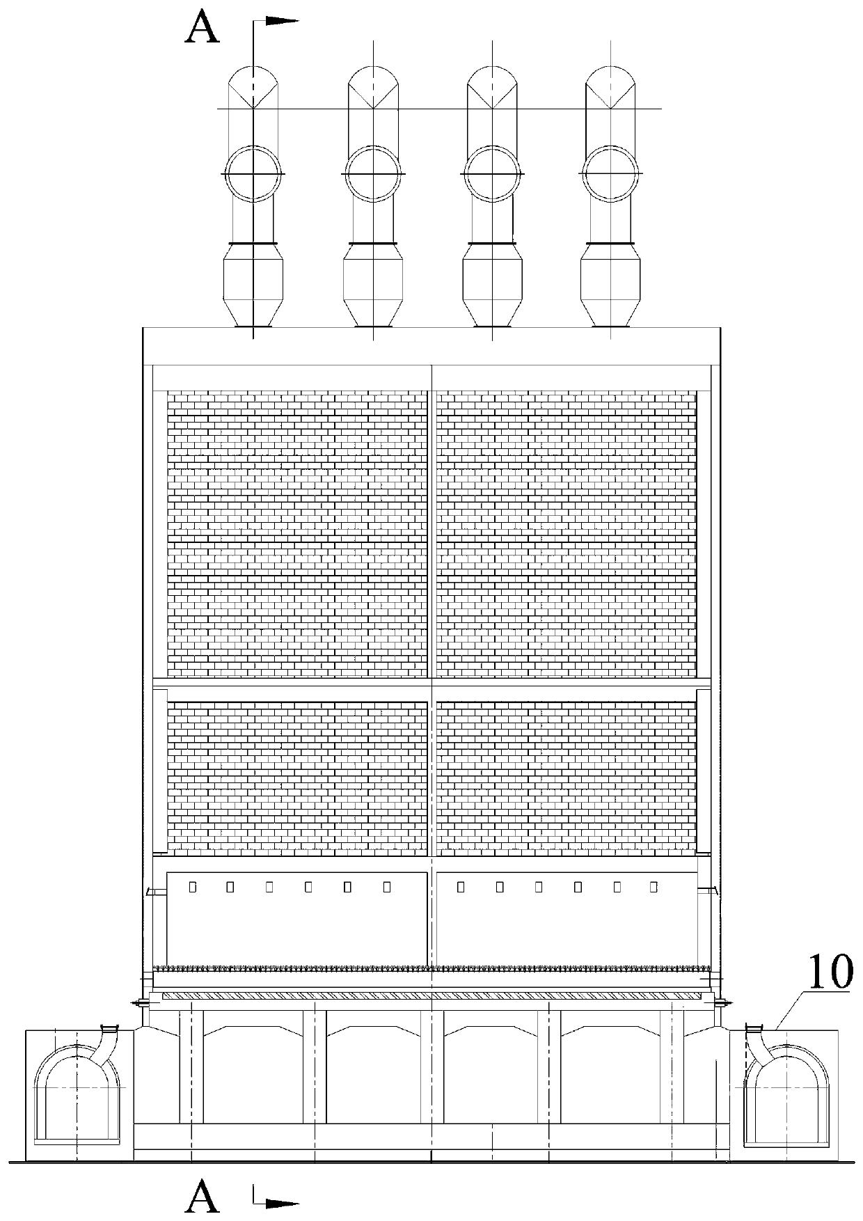 VOCs waste gas adsorbent desorption pyrolyzing furnace running method