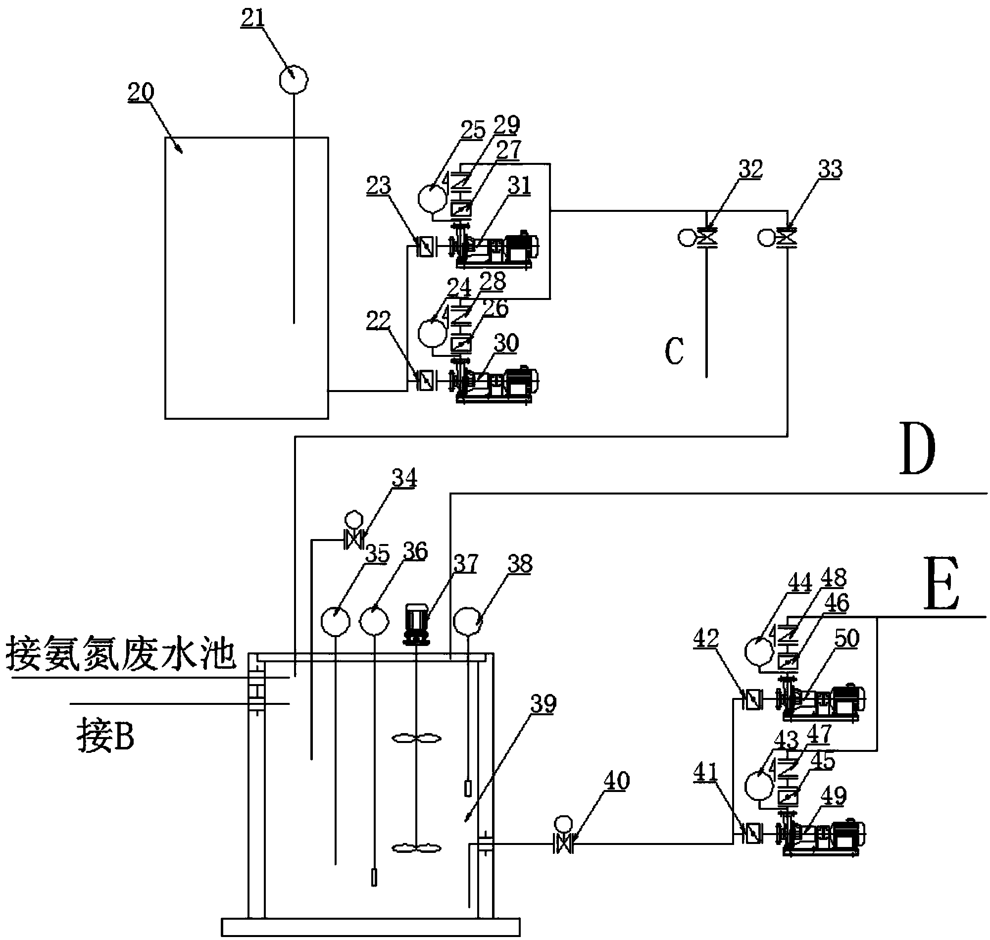 Ammonia-nitrogen wastewater treatment device