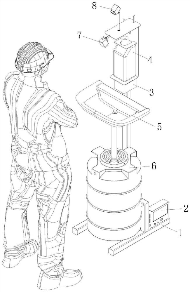 Public place hand disinfection device for municipal use