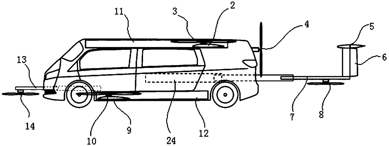 Hovercar gravity center automatic adjusting system and method, and hovercar