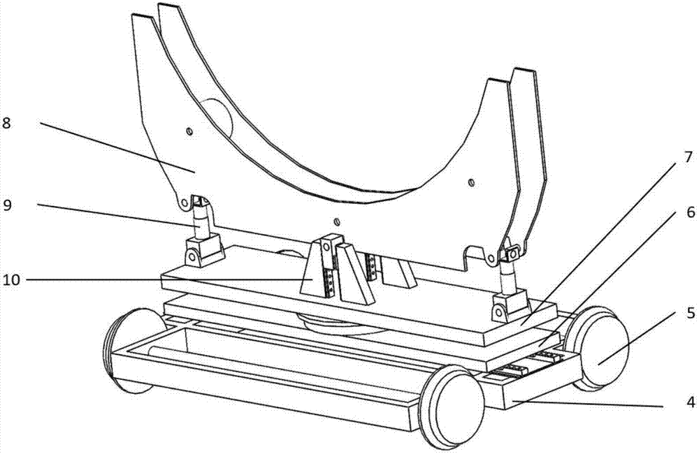 Automatic butting and posture-adjusting positioning device used for large cylindrical components and with coordinated motion function