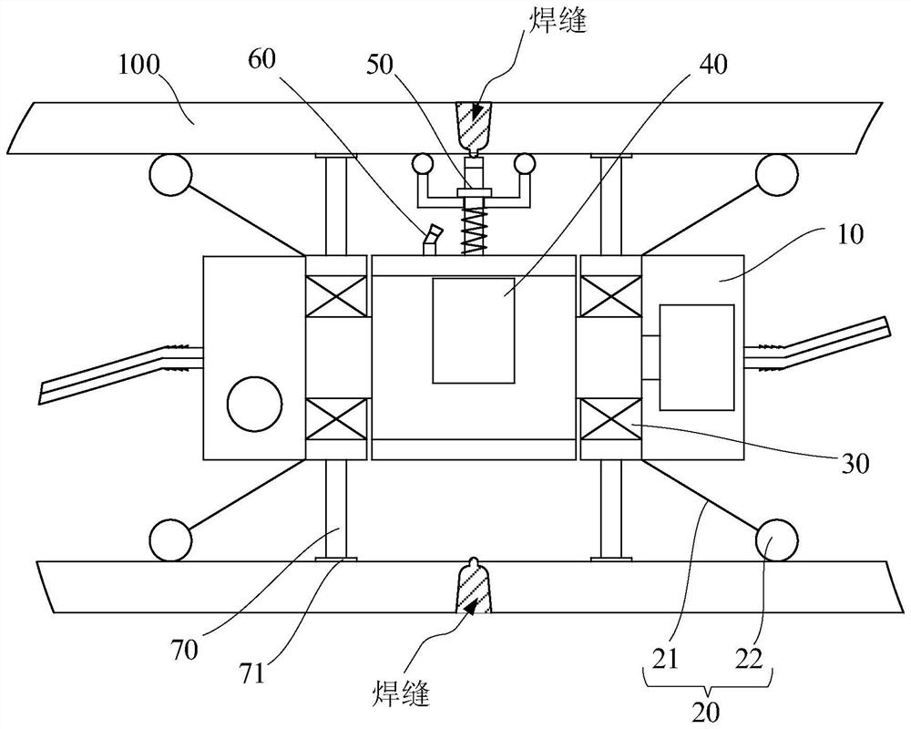 Butt-joint pipeline internal welding seam treatment device