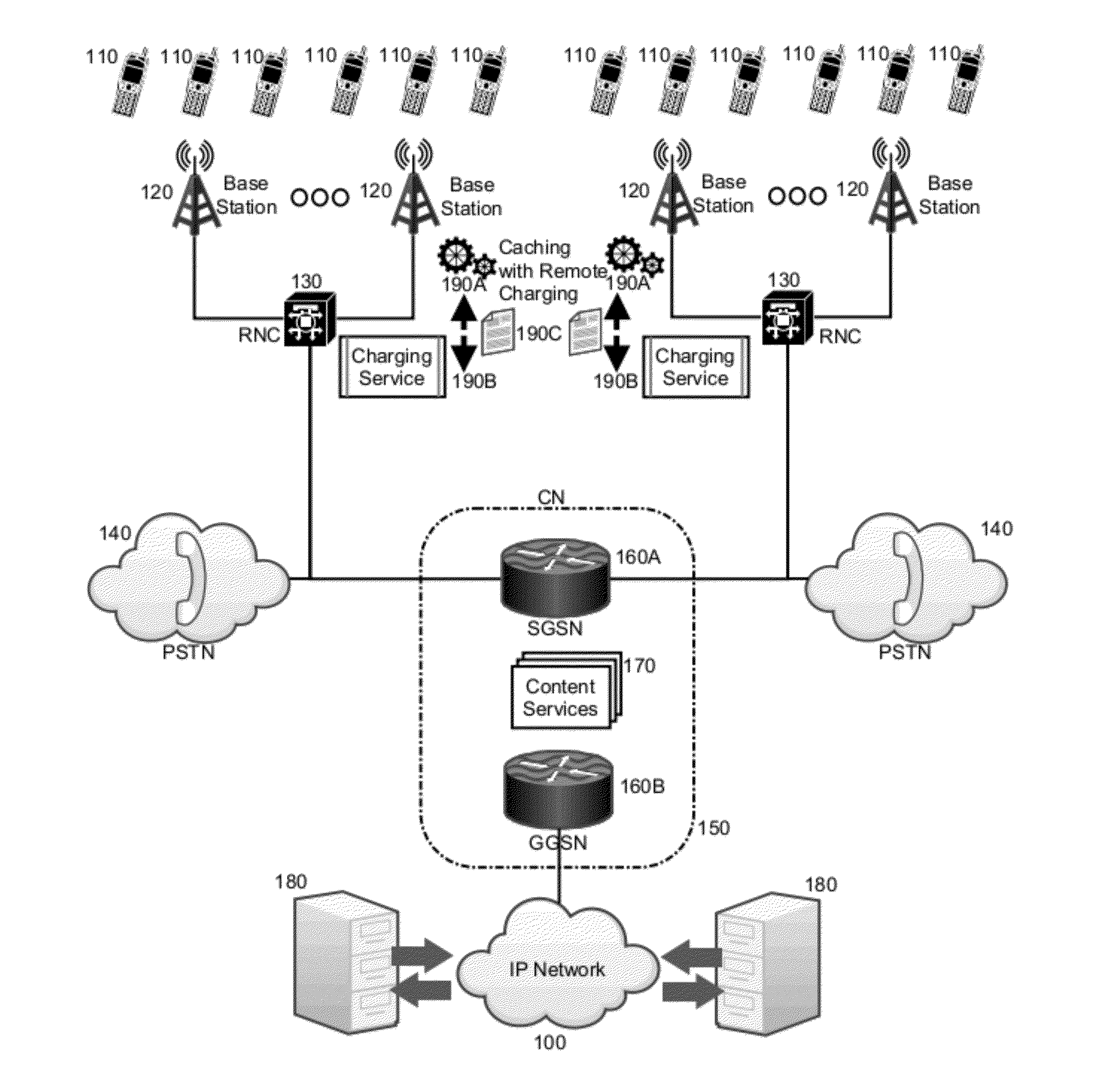 Application-specific chargeback of content cached at the wireless tower