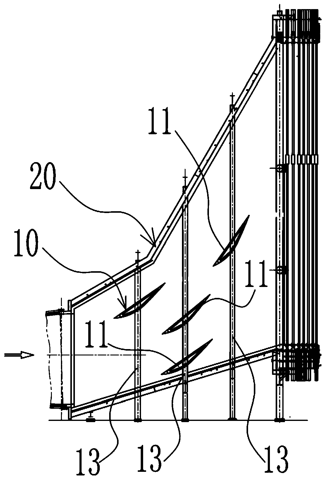 Flue gas guiding system and method as well as waste heat boiler