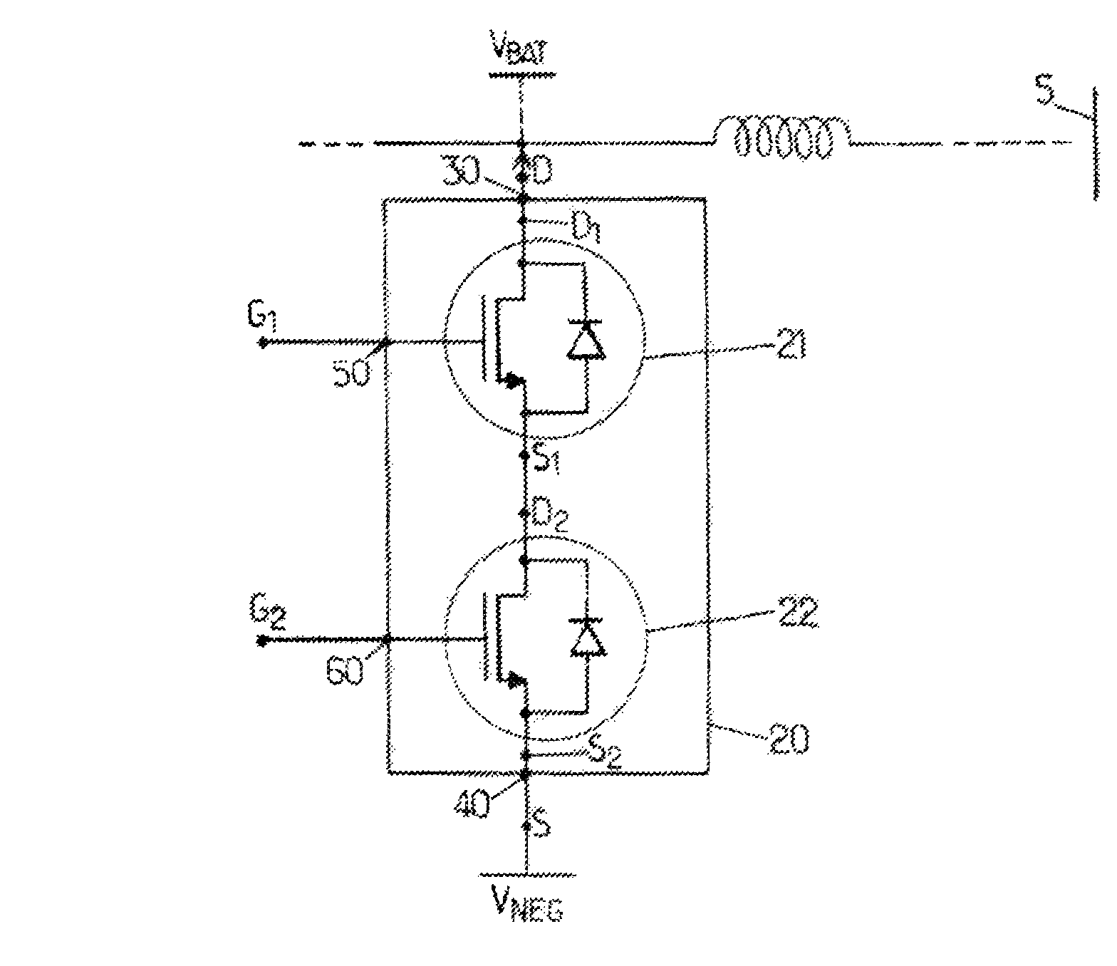 Controlled switch for opening or closing on demand a section of an electrical circuit of a power stage