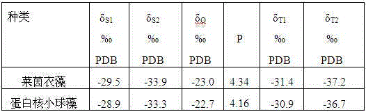 Determination method for fractional value of stable carbon isotopes in carbon dioxide assimilation process of microalgae