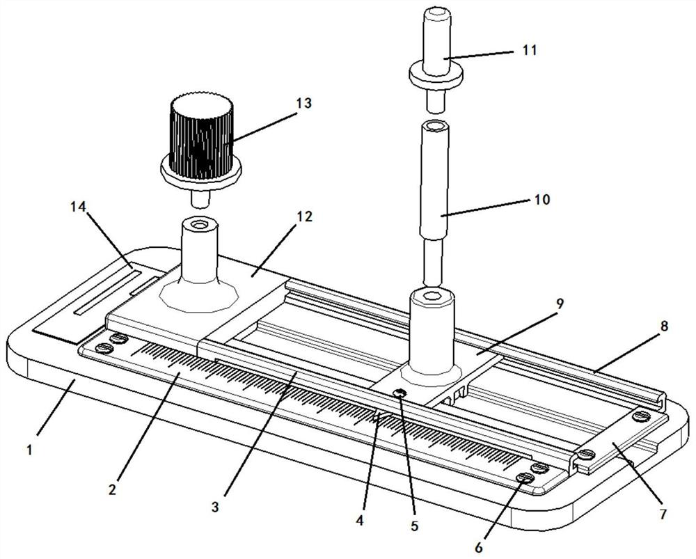 Precise measurement test bed for special-shaped control lever of airplane and use method