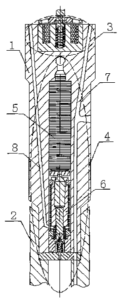 Piezoelectric and electromagnetic combined double valve device