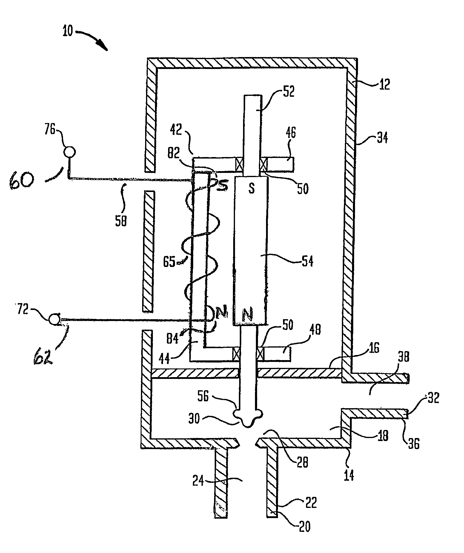 Bipolar valve having permanent magnet