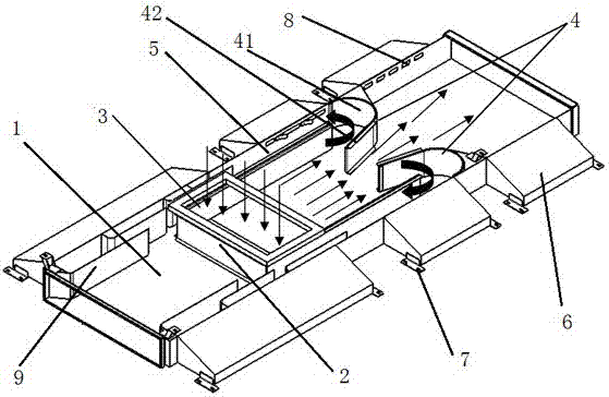 Air volume distribution structure for rail vehicle air supply passage