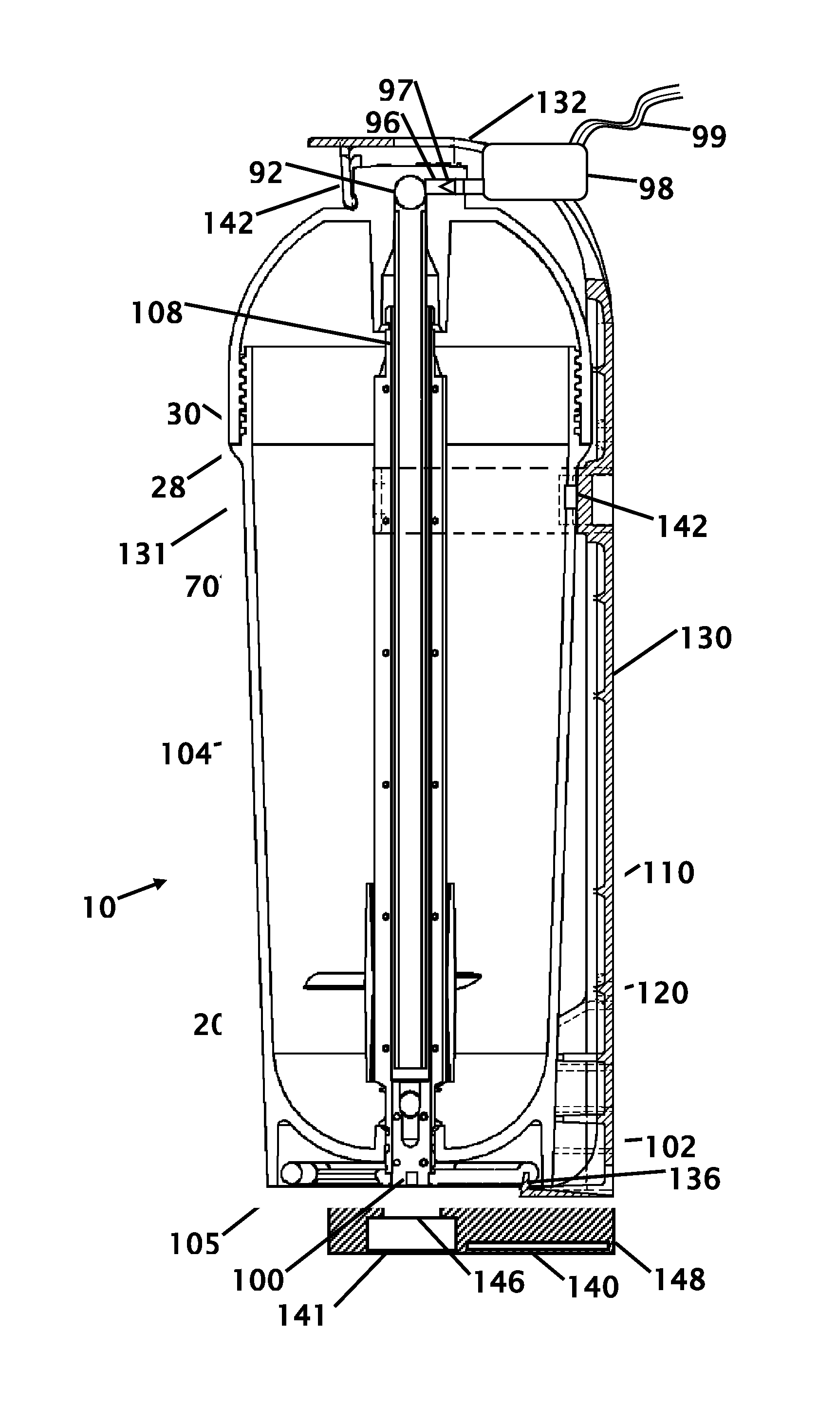 Self-Fluffing Vehicle Fire Extinguisher