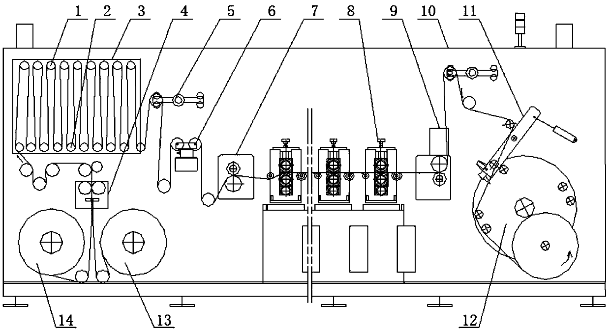 Non-stop roll-changing type die-cutting machine for winding and unwinding lithium battery positive and negative electrode base materials