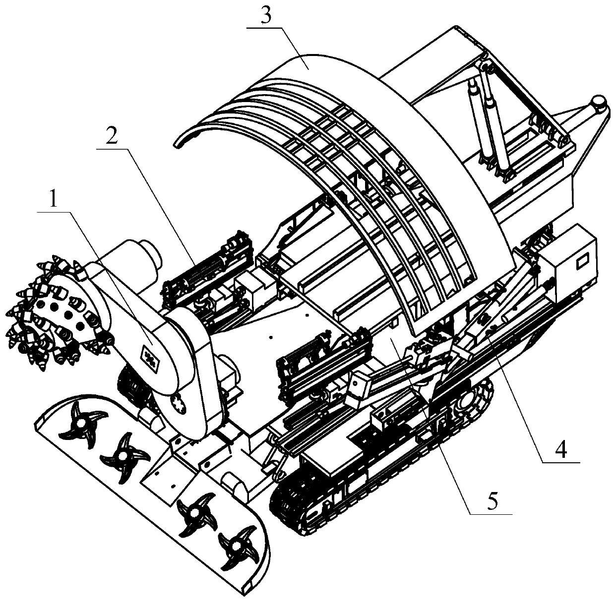 Detecting, excavating, supporting, anchoring and conveying integrated machine with downhole rapid excavating function and use method thereof