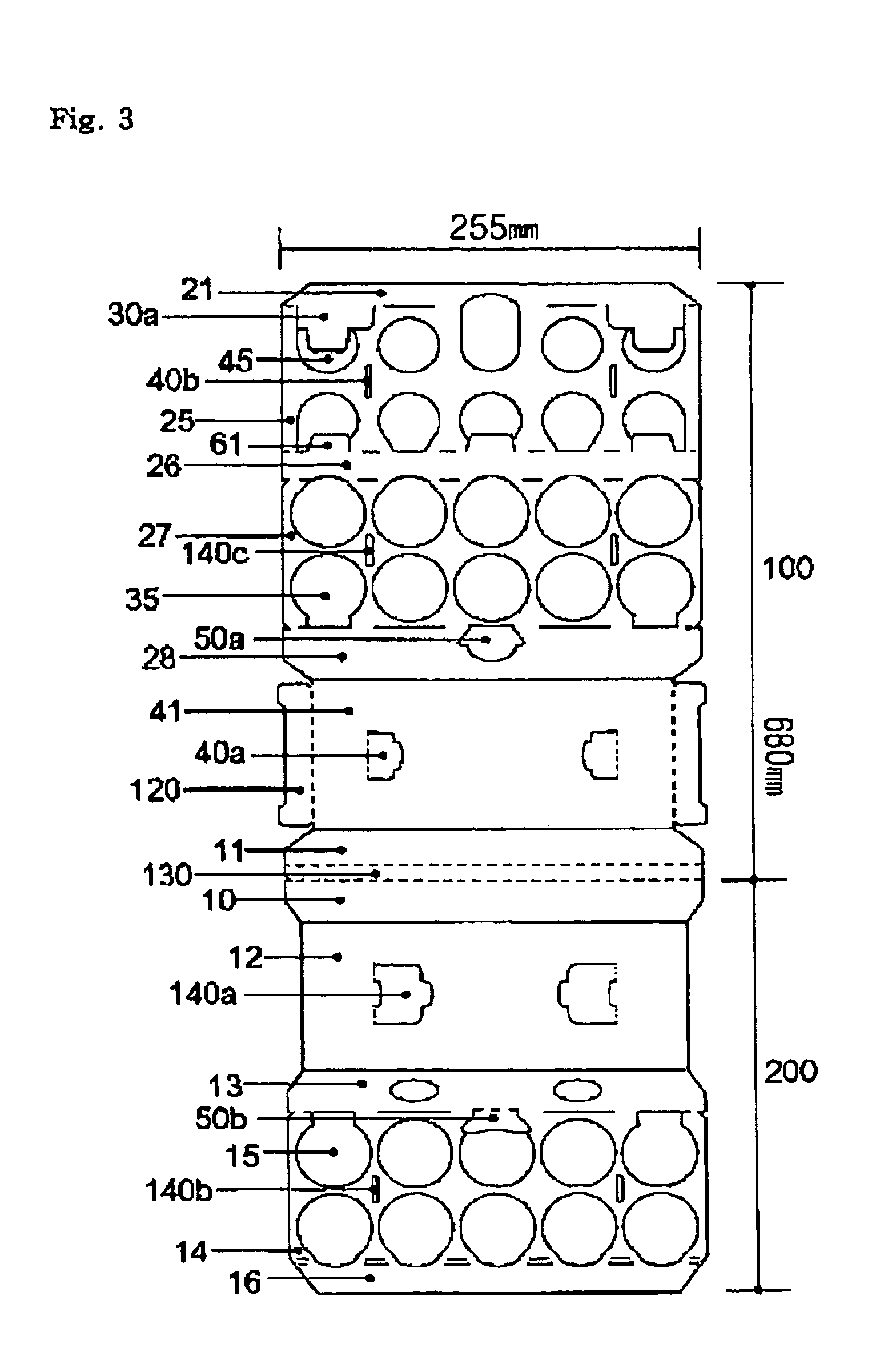 Eggs packing container using paperboard