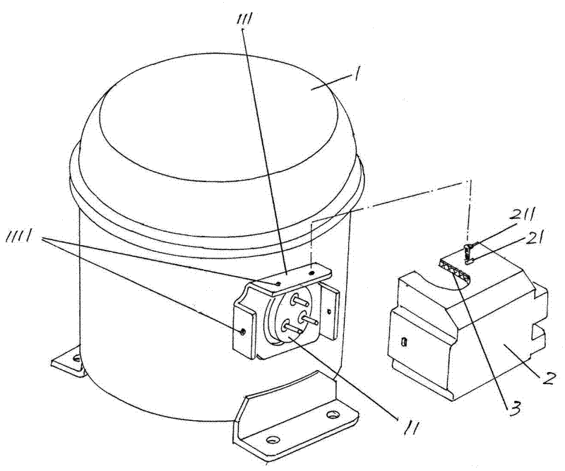 Protection mechanism of junction box of refrigeration compressor