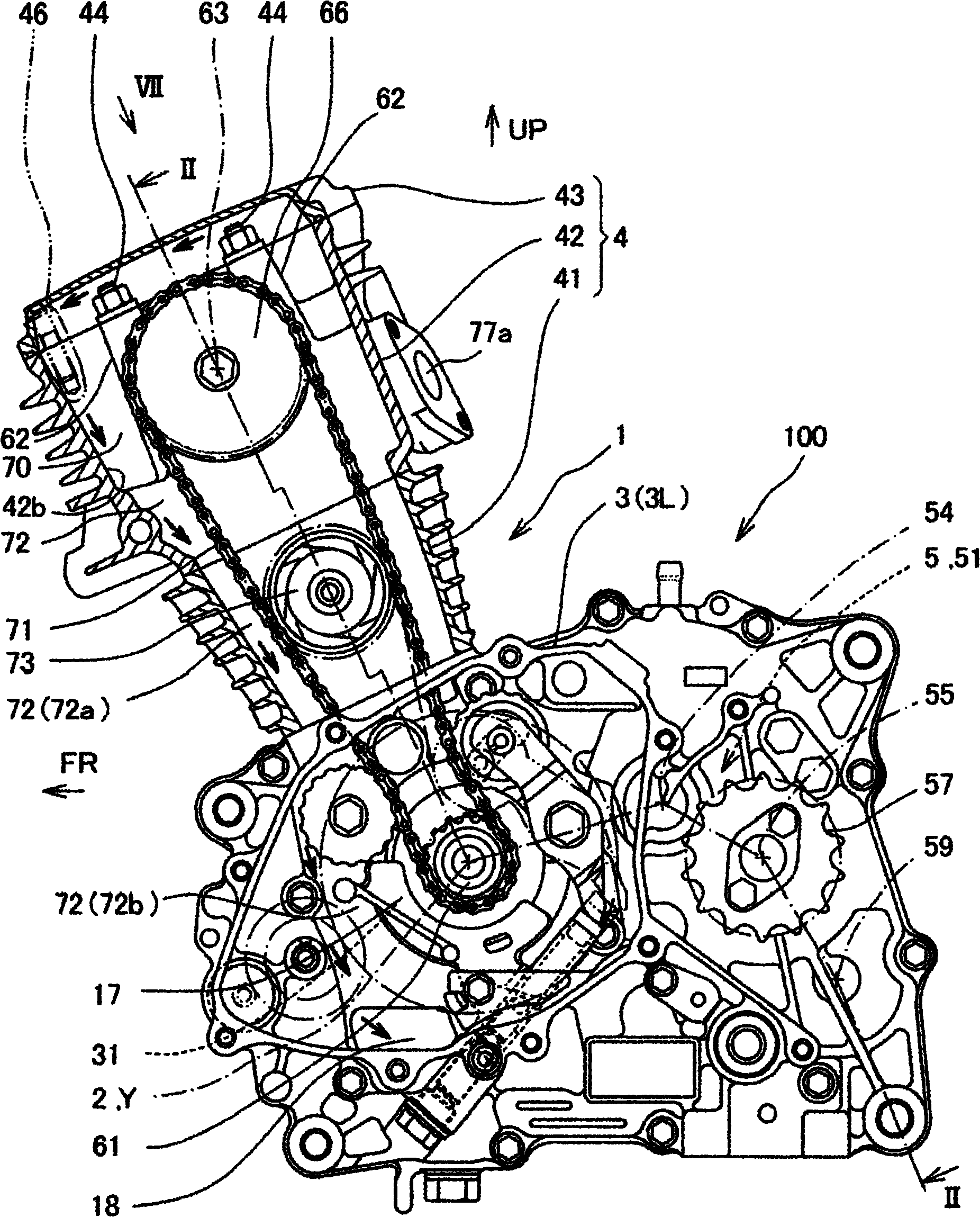 Lubrication structure of active valve mechanism