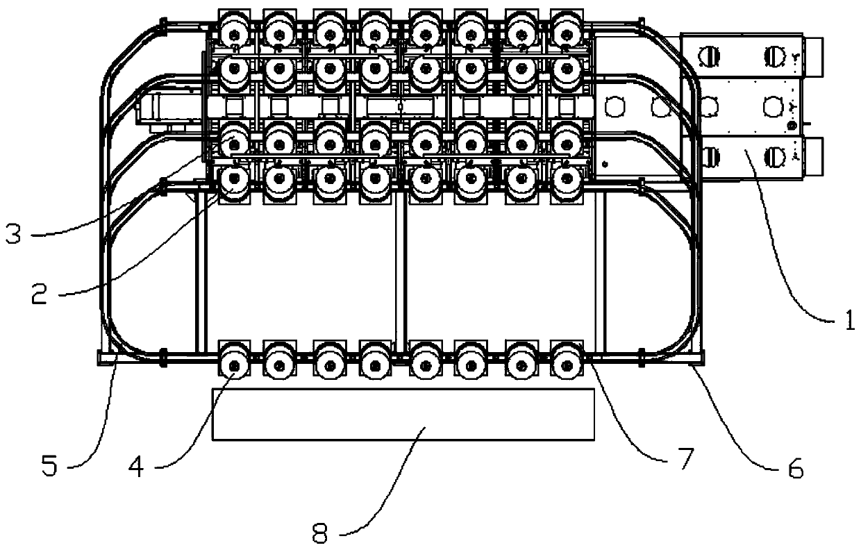 Outer yarn rack device for automatically changing yarns