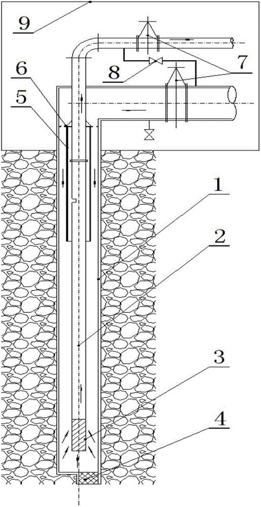 Large-diameter steel sleeve heat exchange device capable of extracting geothermal energy