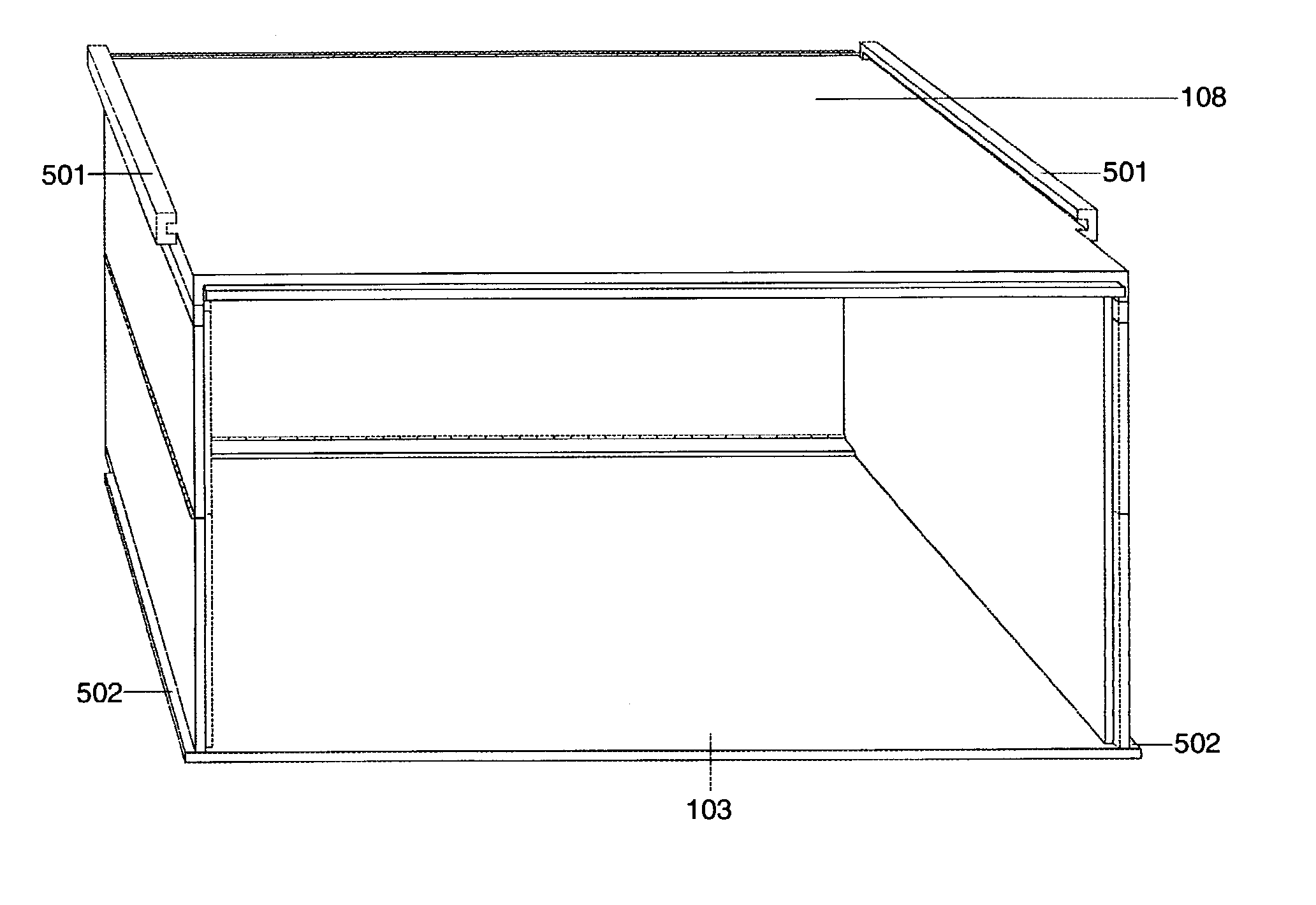 Collapsible box with top access, side access and interconnected vertical stacking