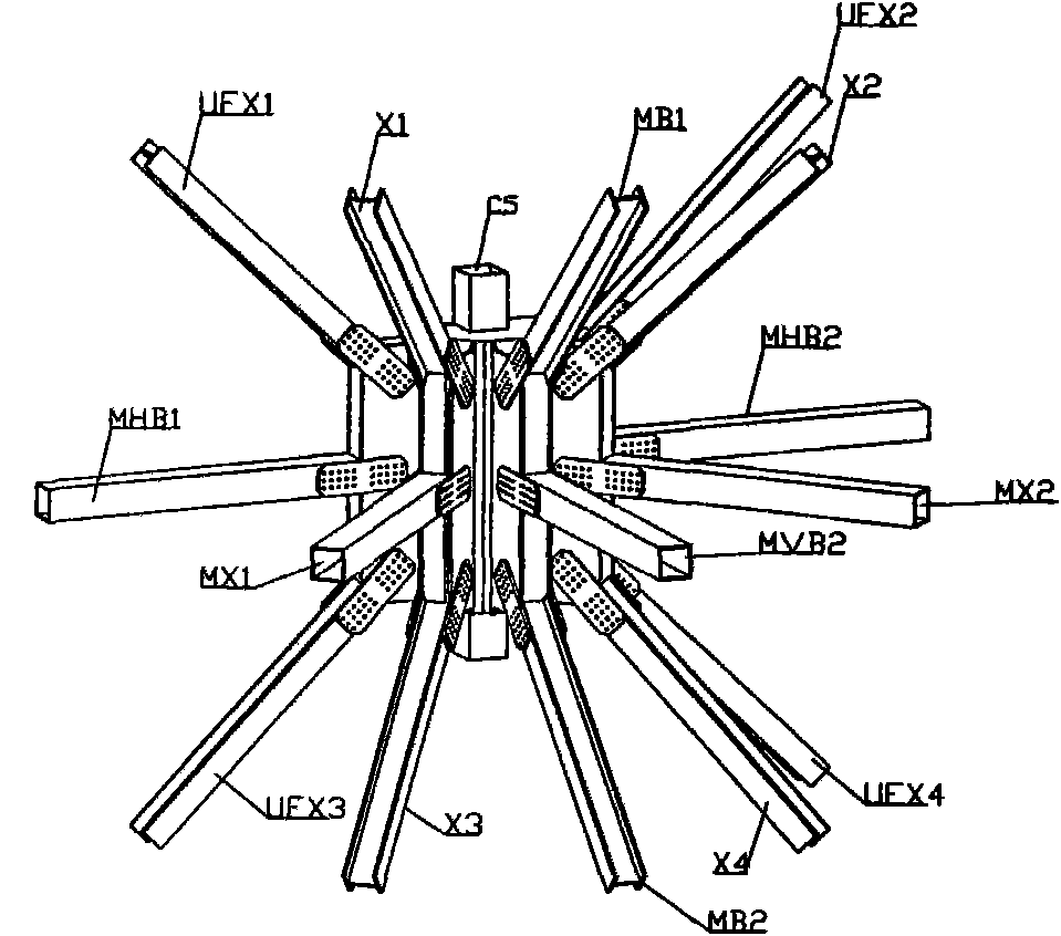 Steel dam space truss structure unit body and arch-style steel dam