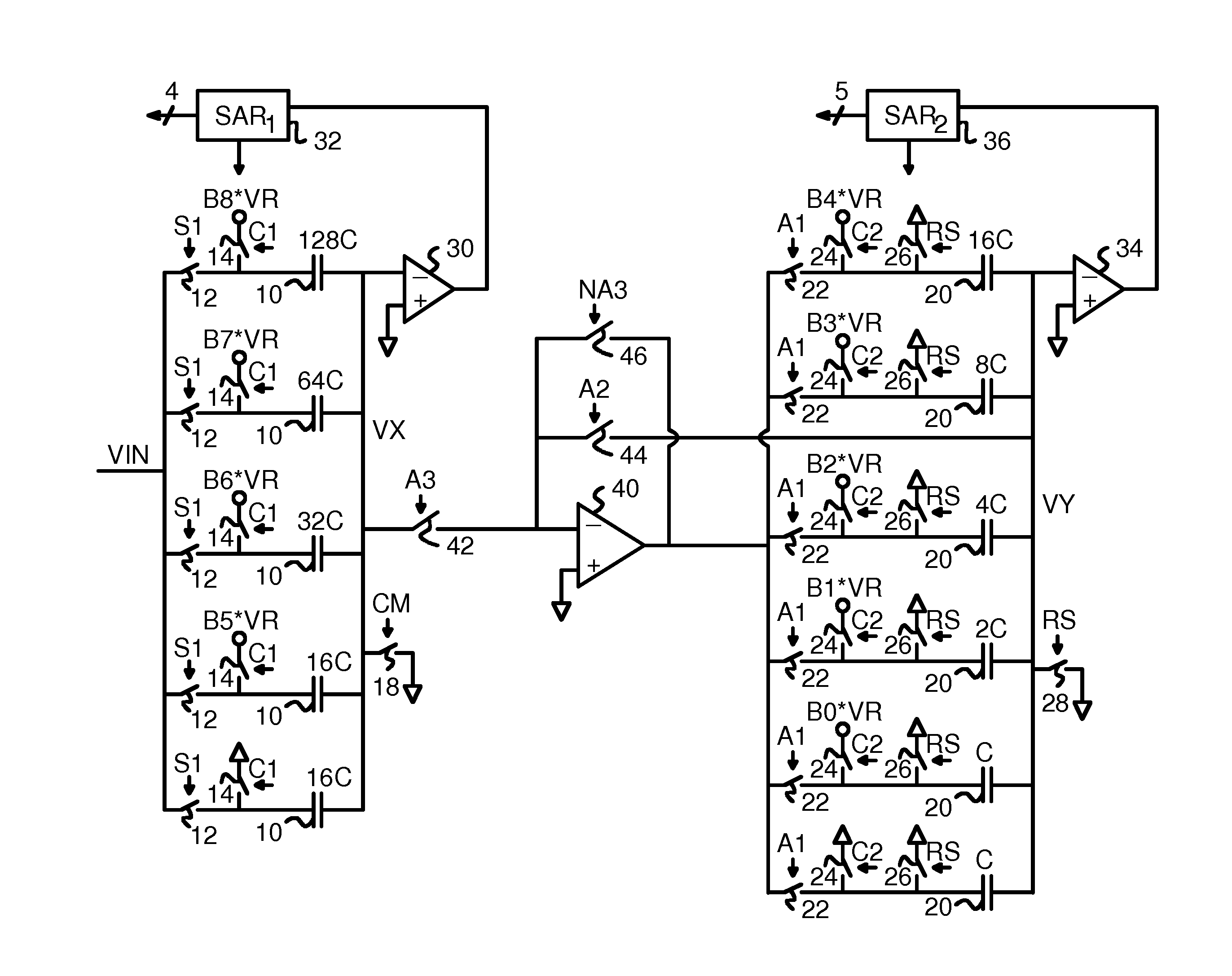 Loading-free multi-stage SAR-assisted pipeline ADC that eliminates amplifier load by re-using second-stage switched capacitors as amplifier feedback capacitor