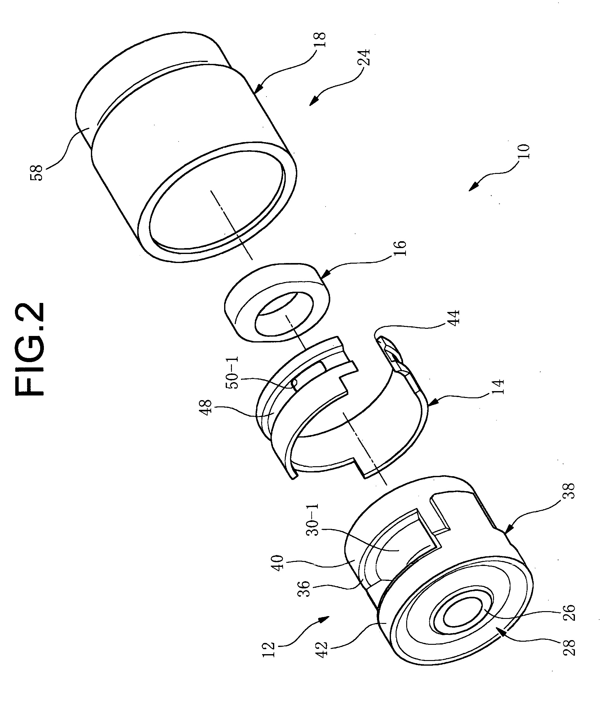 Fluid-filled vibration damping bushing