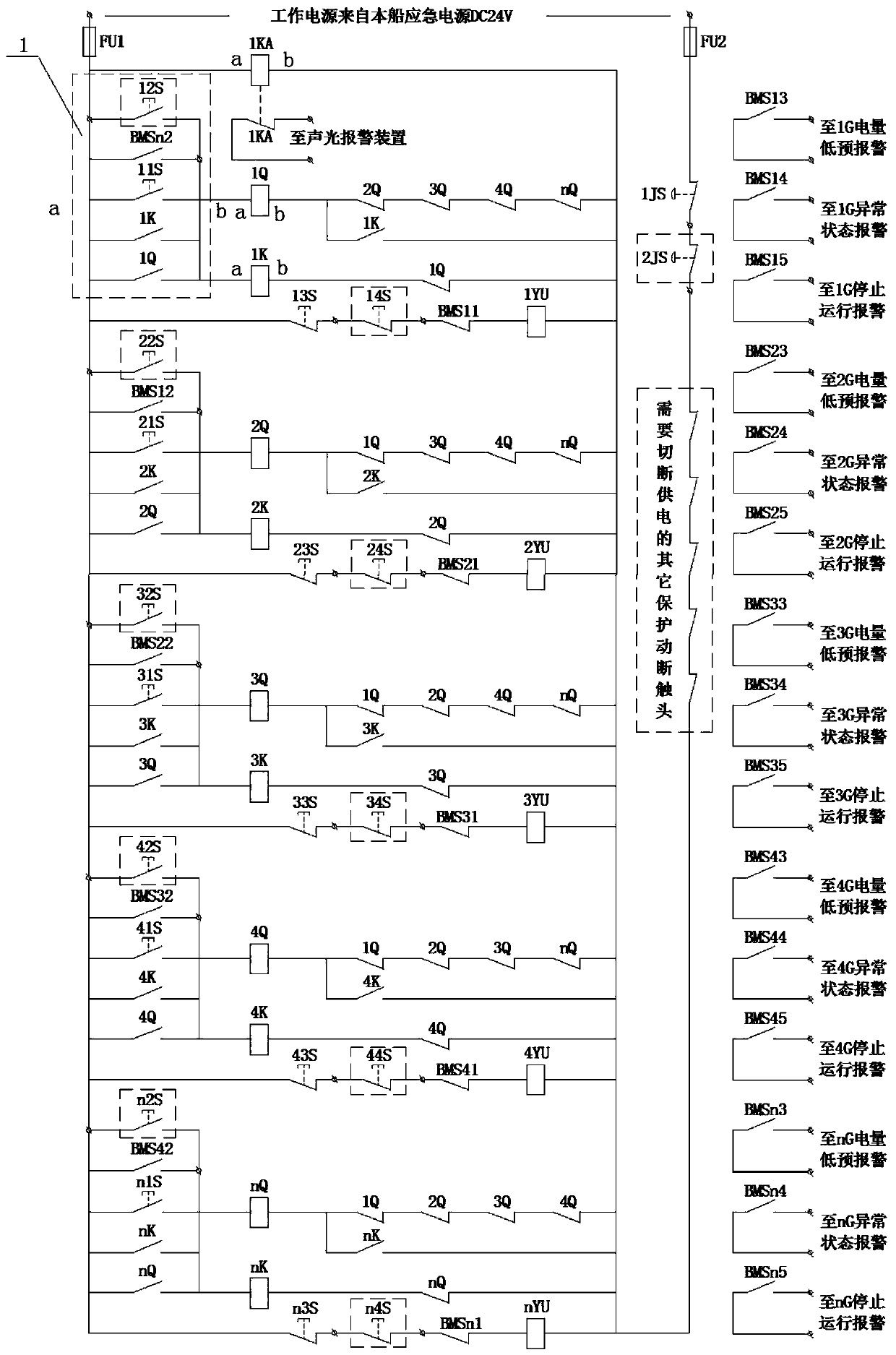 Main power supply storage battery grouping type independent power supply and charging system of electric ship