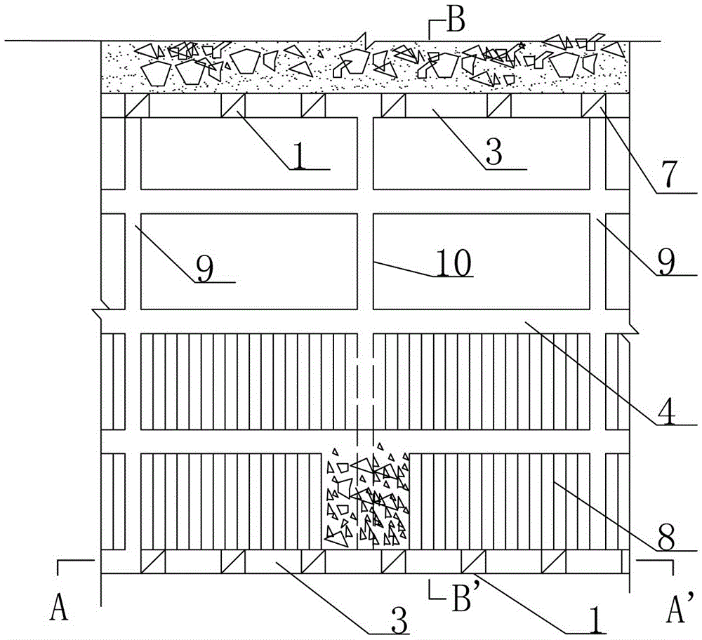 Continuous mining technology of thin ore body subsection caving and retaining ore