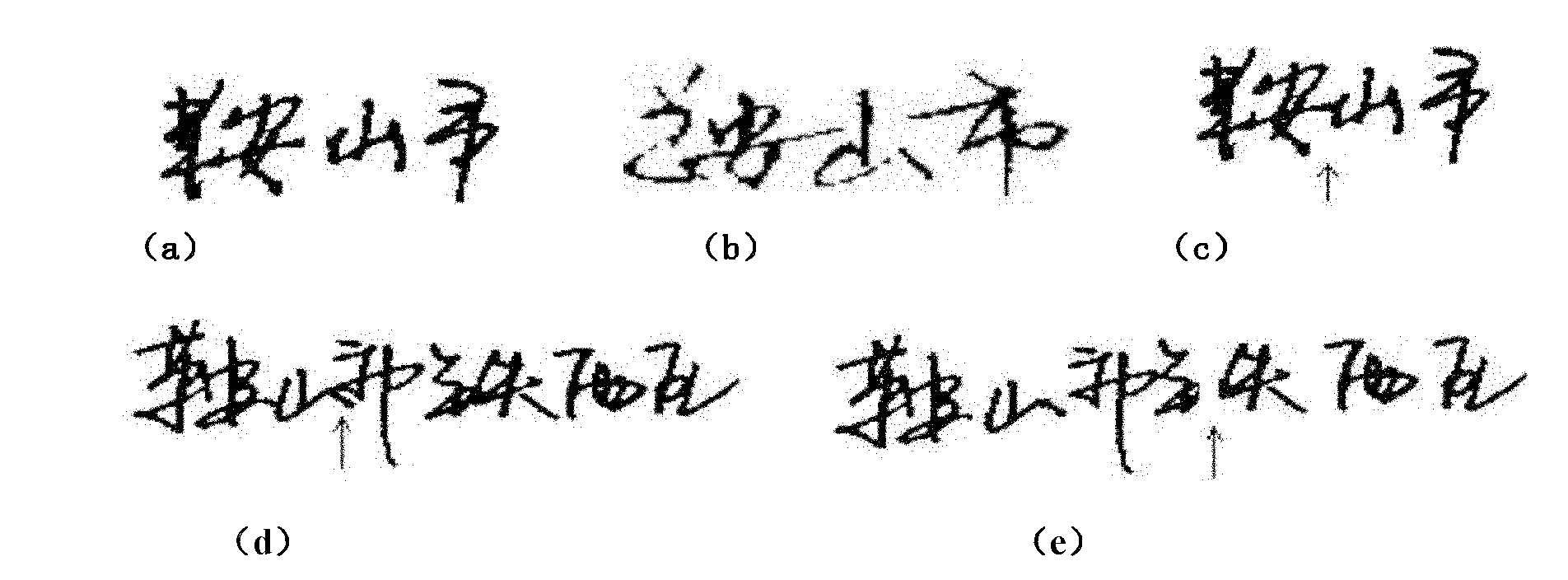 Handwritten text line character segmentation method and identification method