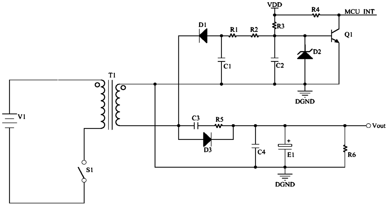 Quick power failure detection system based on flyback topology, and method