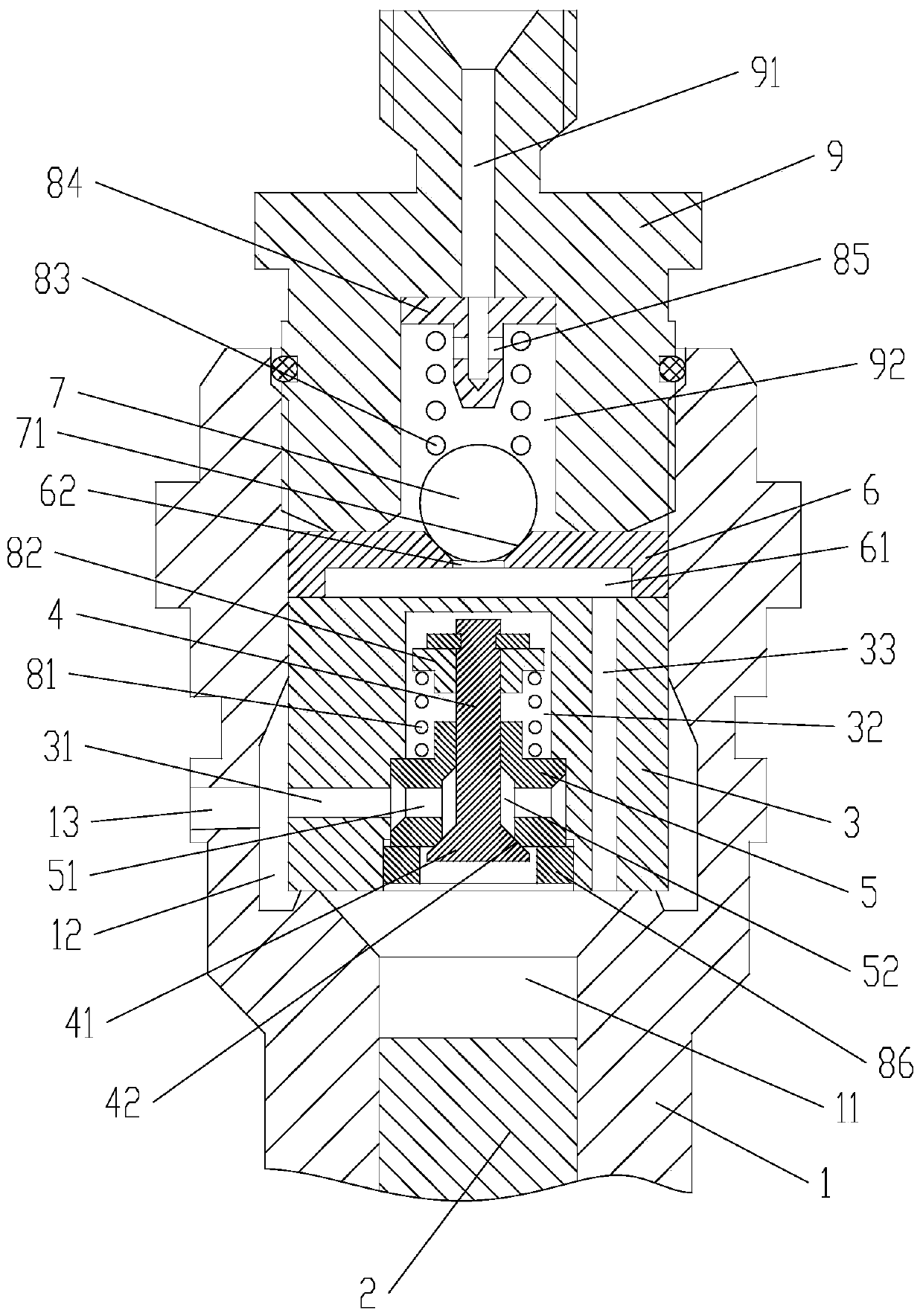 Common-rail high-pressure oil inlet/outlet valve assembly and common-rail high-pressure oil supply pump