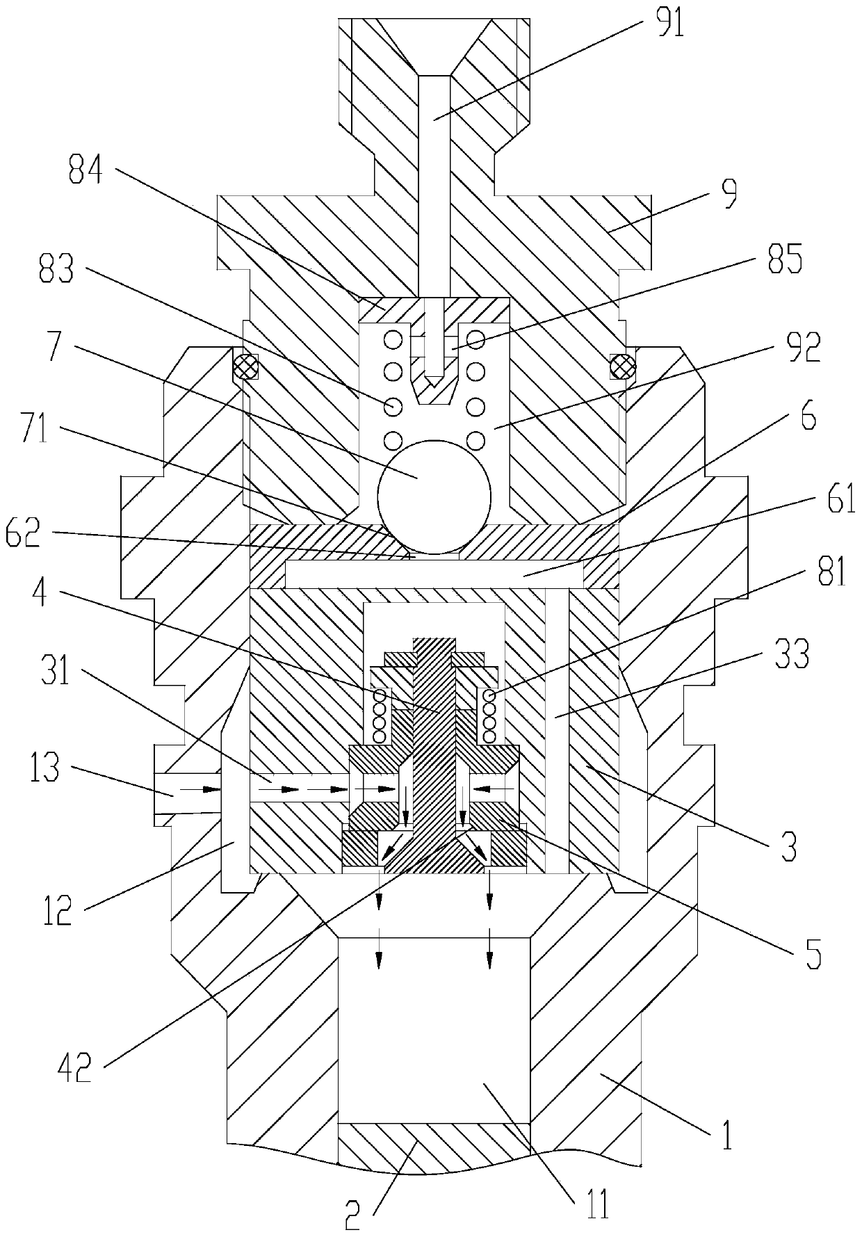 Common-rail high-pressure oil inlet/outlet valve assembly and common-rail high-pressure oil supply pump