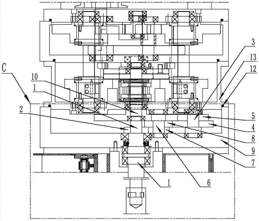 Speed increase gear drive mechanism of speed increase device of circulation type forward and backward turning and variable speed vacuum compressor