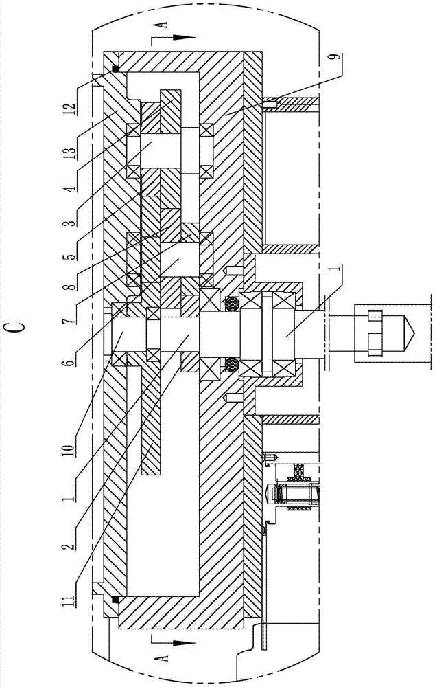 Speed increase gear drive mechanism of speed increase device of circulation type forward and backward turning and variable speed vacuum compressor