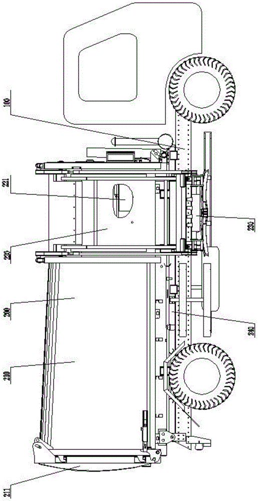 A side-mounted compression garbage truck