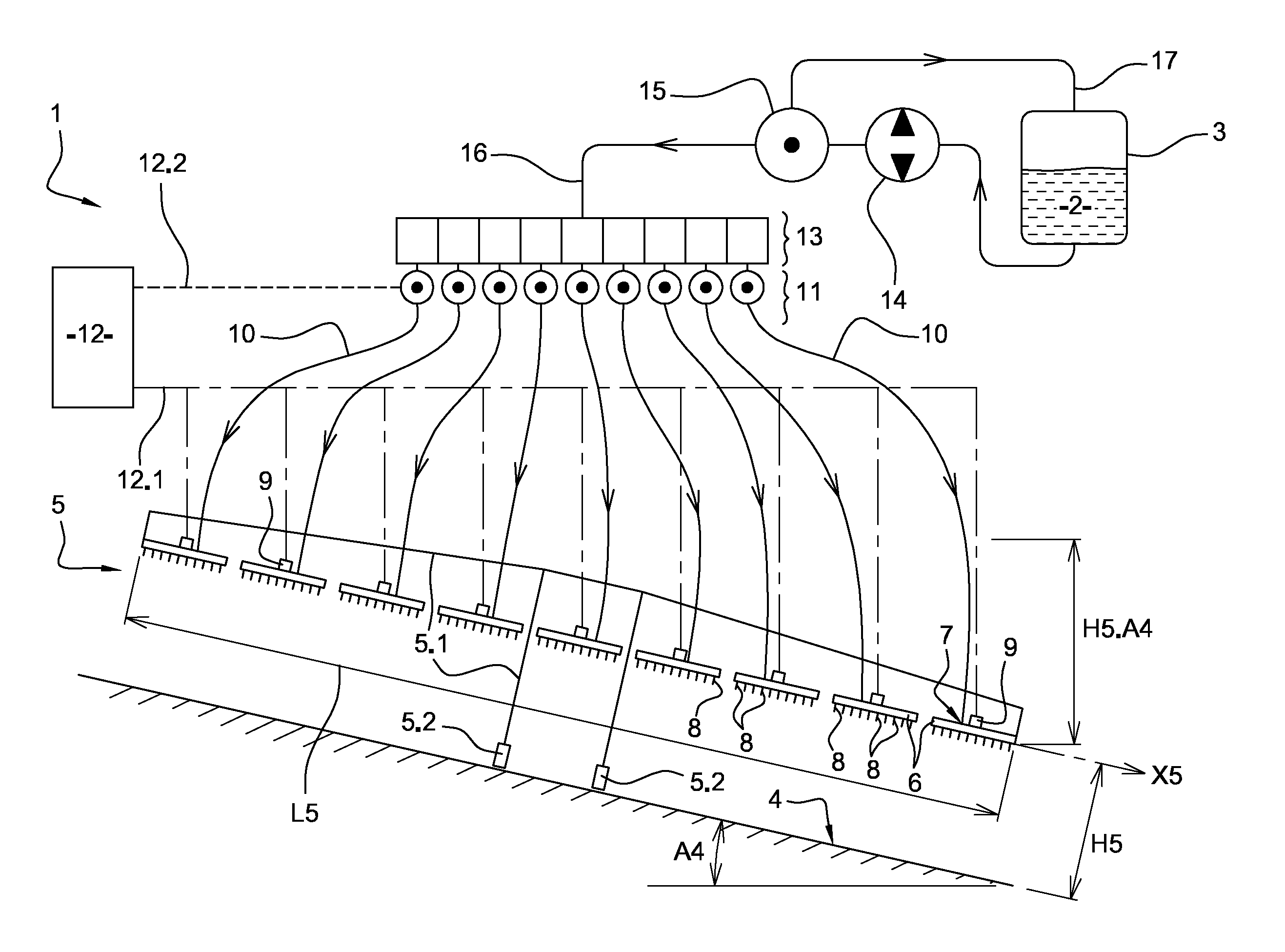 Device and method for dispensing a liquid product that is to be sprayed onto a surface