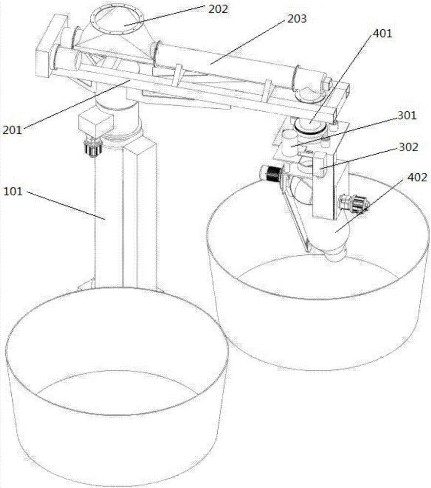 Full-automatic rice steamer loading robot for evenly paving materials