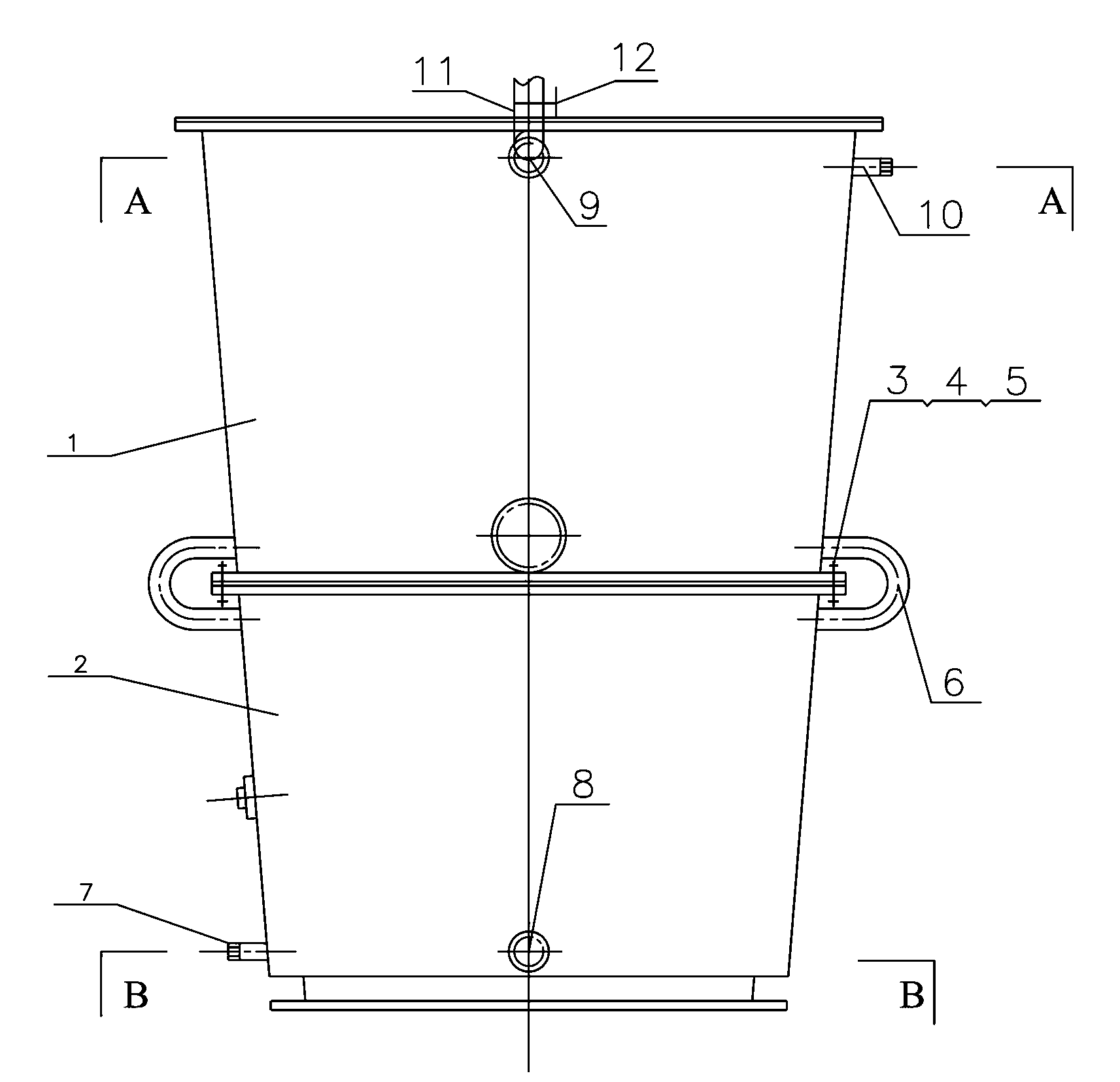 Cooling water jacket of pot type calcining furnace