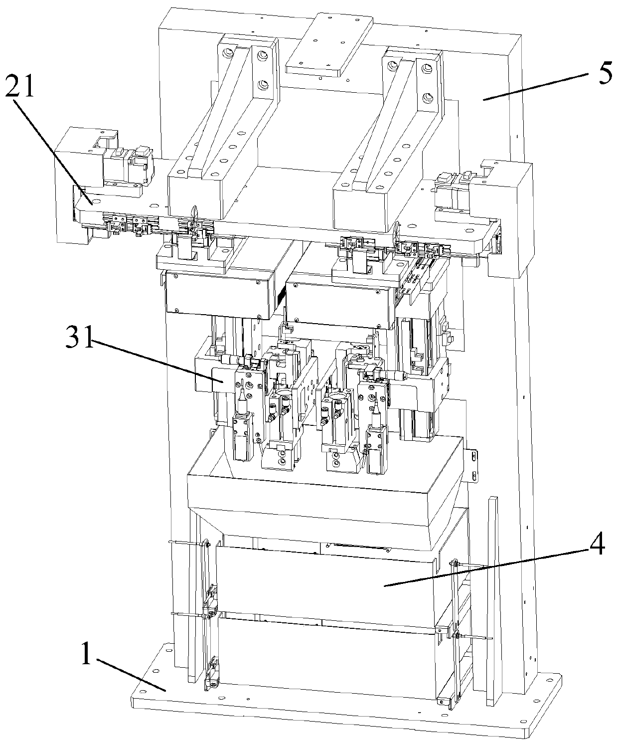 Flexible OLED display screen terminal area automatic ejector-pin film-tearing device