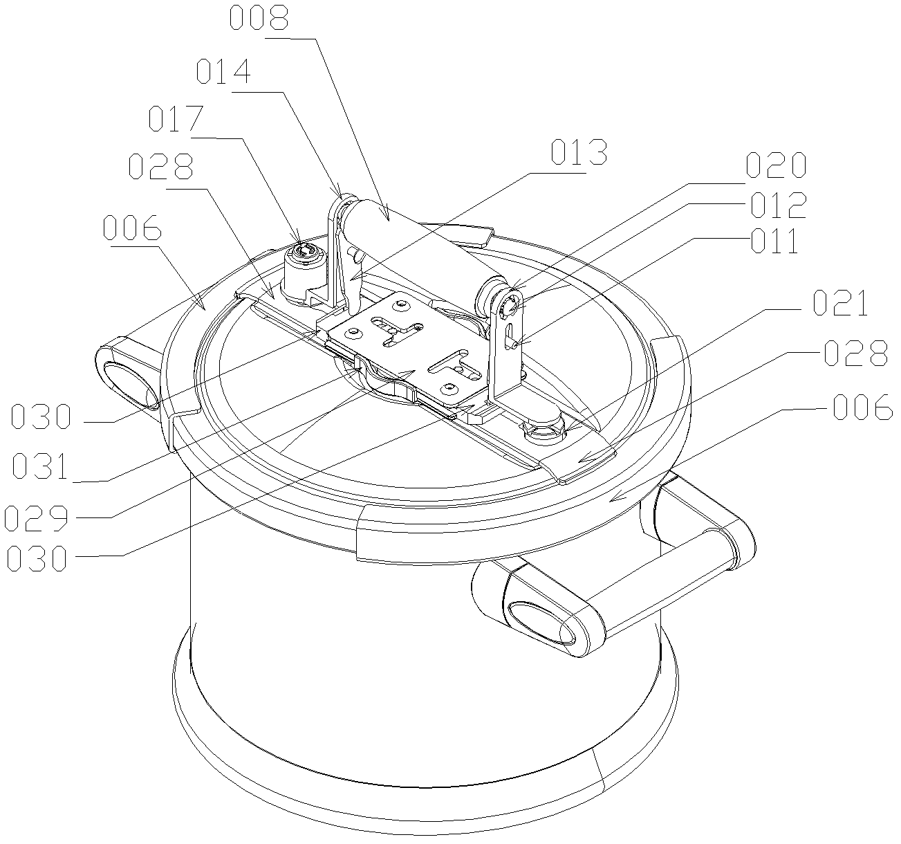 Rotating operation type pressure cooker with single handle