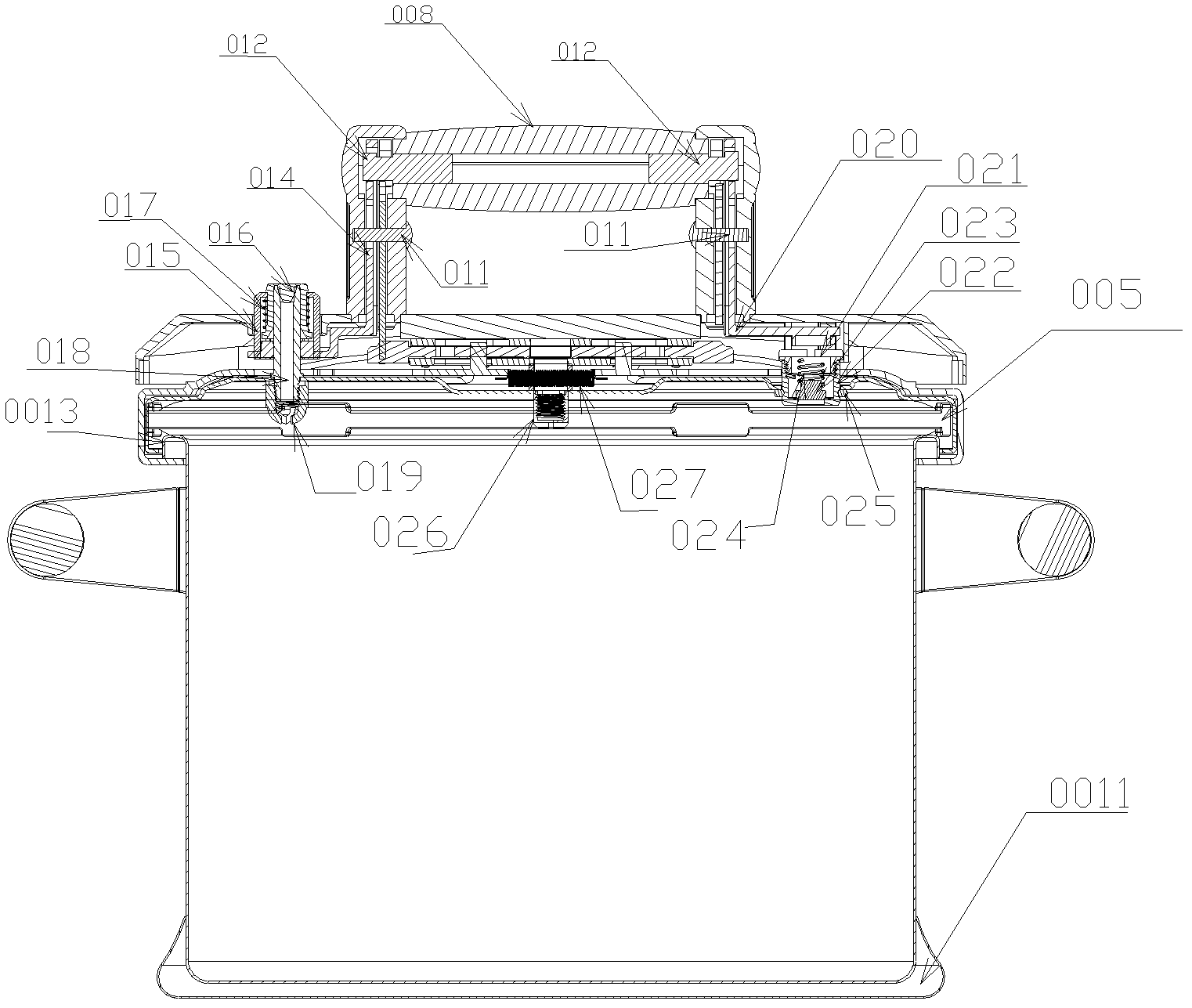 Rotating operation type pressure cooker with single handle