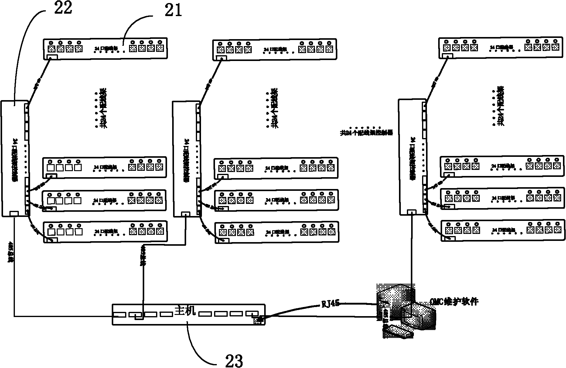 Distribution frame with intelligent port scanning device and distribution system