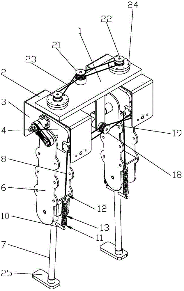 Biped semi-passive split upper body walking device